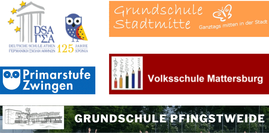 Logos von Schulen, die mit dem Würfelhaus-Konzept arbeiten